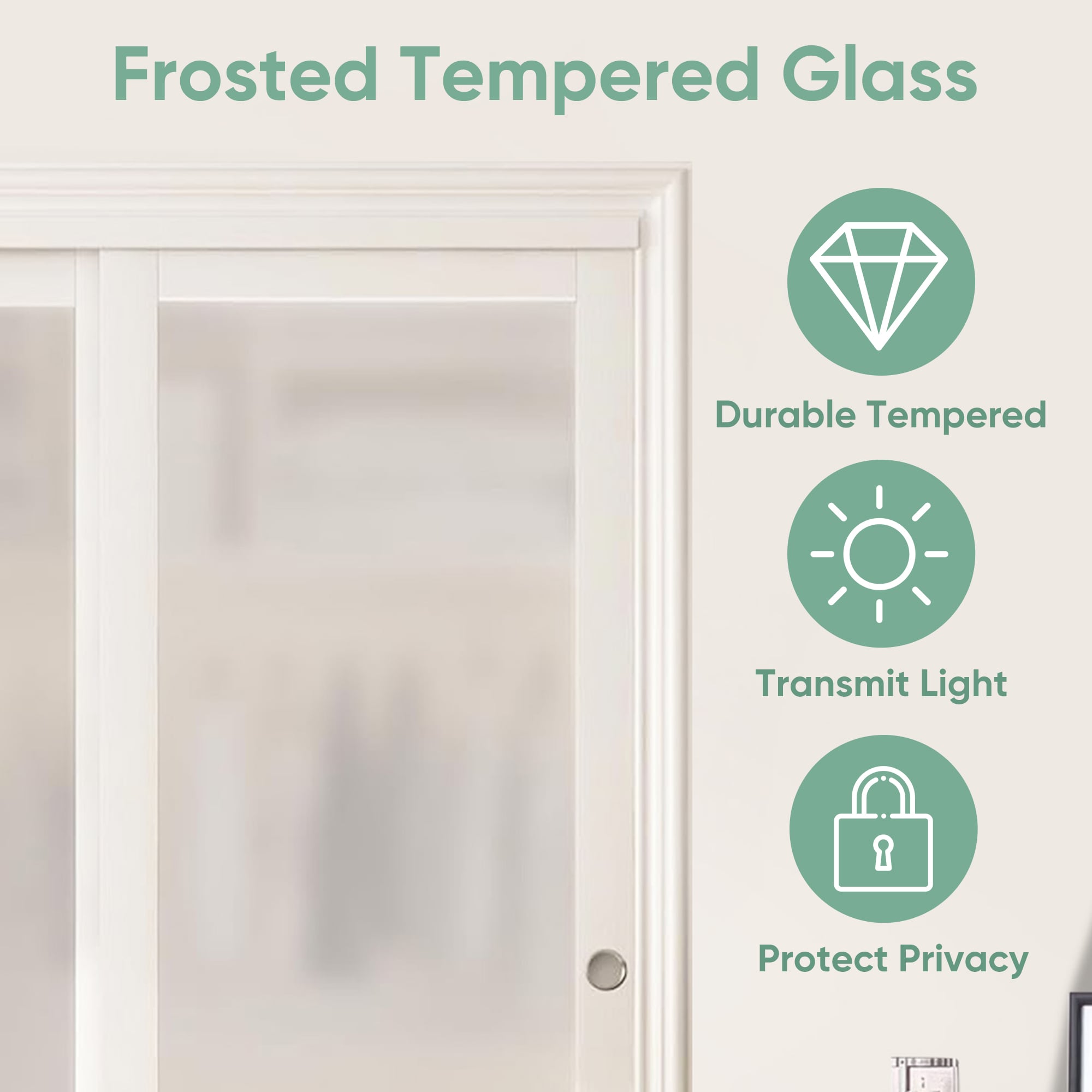 60'' X 80'' 1-Lite Tempered Frosted Glass Wood Double Bypass Sliding Closet Doors With Installation Hardware Kit_voghion.com